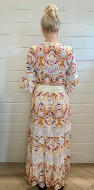 Boho viskosblus kort
