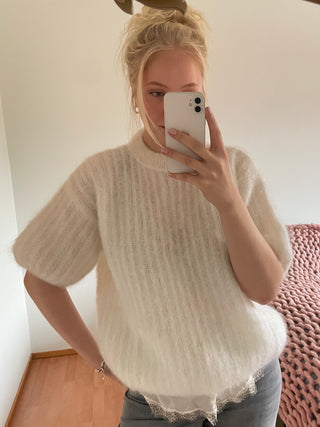 Mohair Stickad Olivgrön
